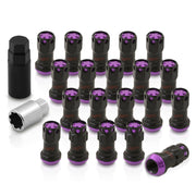 M12 x 1.25 Steel Body Lug Nuts Black Body Purple Cap (20 Piece) - Parts Agent