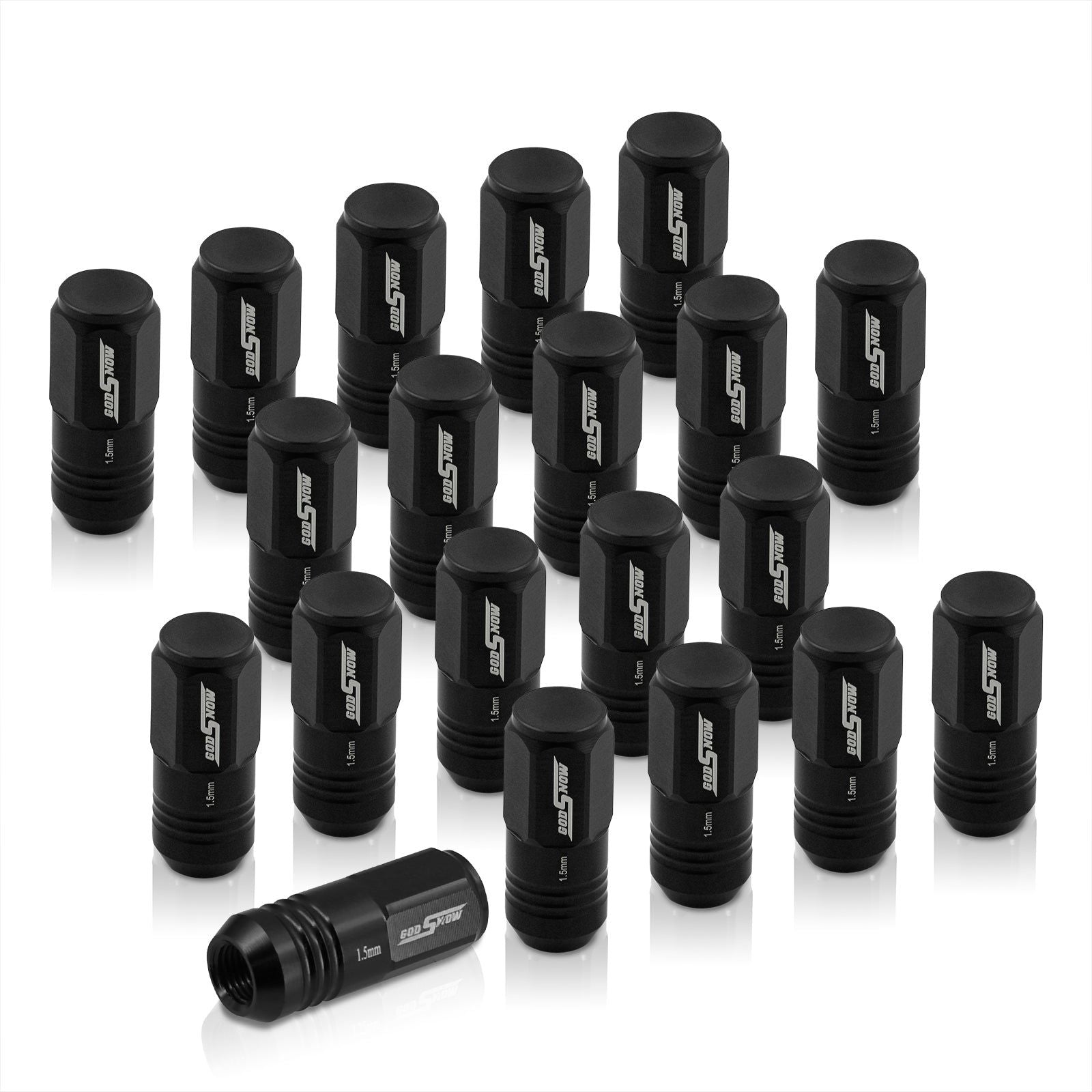 M12 x 1.5 Aluminum Closed Lug Nuts Black (20 Piece) - Parts Agent