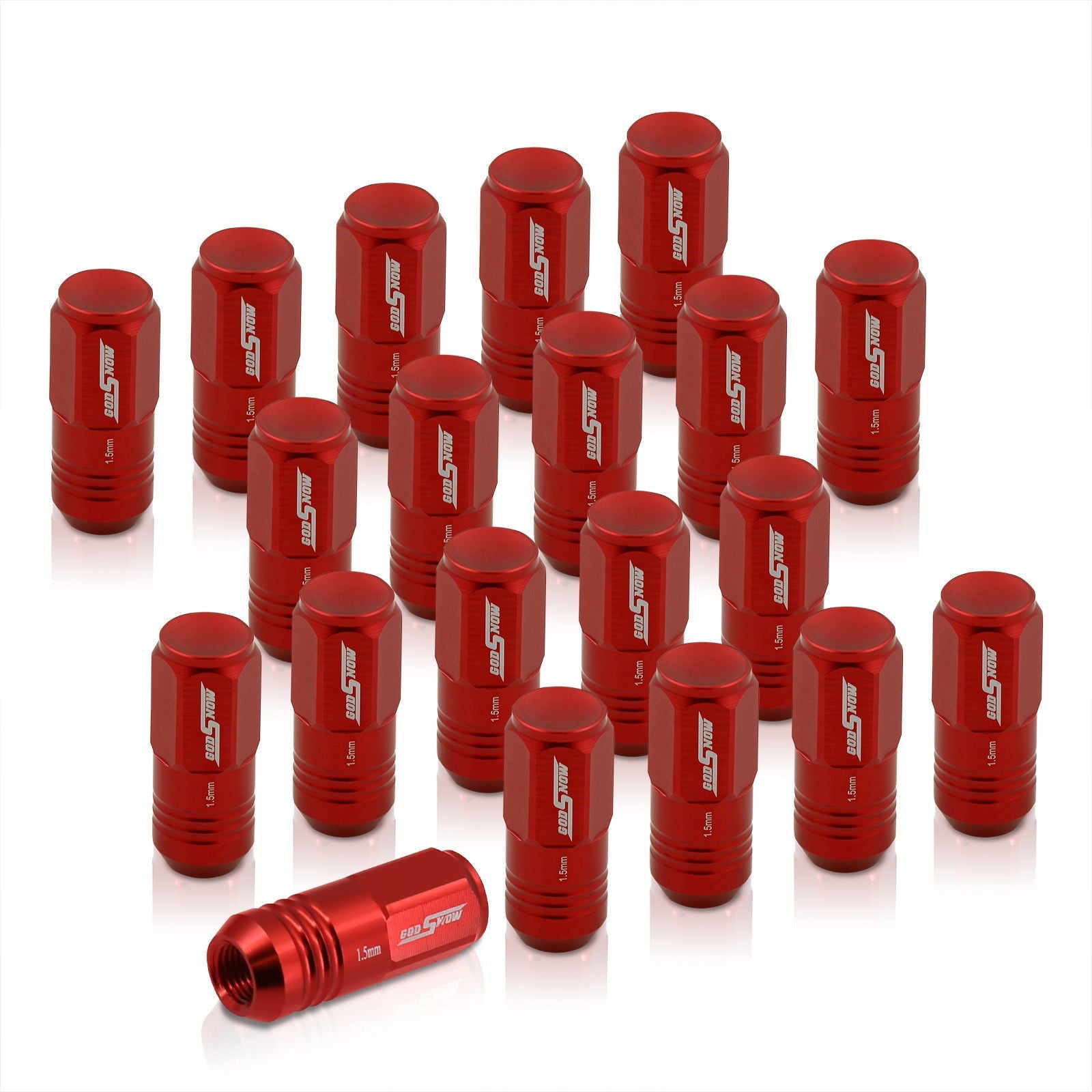 M12 x 1.5 Aluminum Closed Lug Nuts Red (20 Piece) - Parts Agent