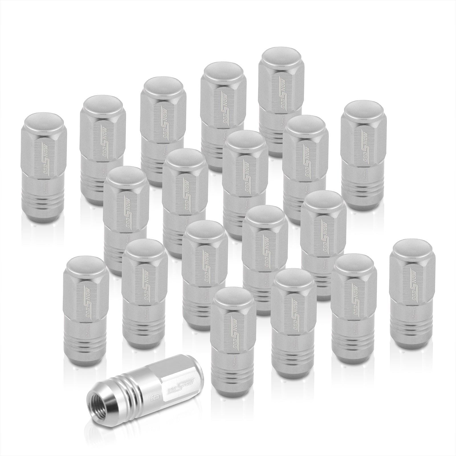 M12 x 1.5 Aluminum Closed Lug Nuts Silver (20 Piece) - Parts Agent