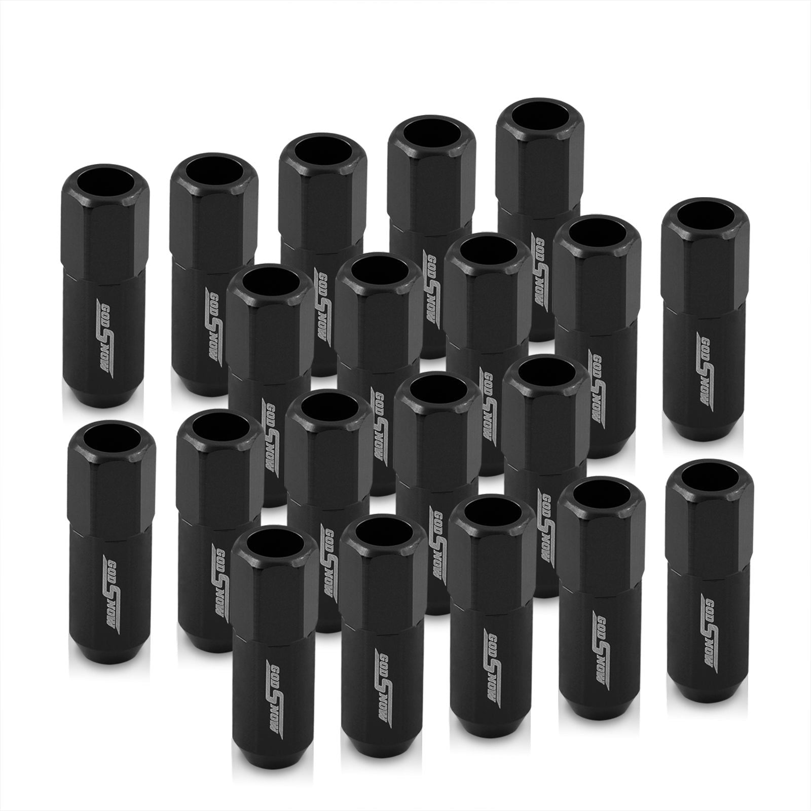 M12 x 1.5 Extended Aluminum Open Lug Nuts Black (20 Piece) - Parts Agent