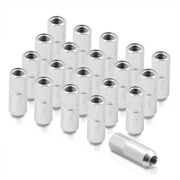 M12 x 1.5 Heavy Duty Steel Extended Open Lug Nuts Silver (20 Piece) - Parts Agent