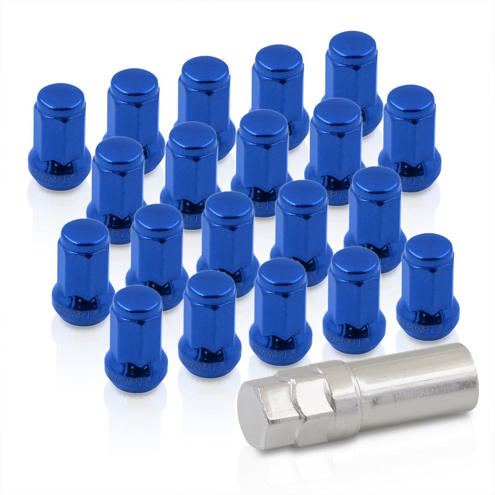M12 x 1.5 OEM Style Steel Lug Nuts Blue (20 Piece) - Parts Agent