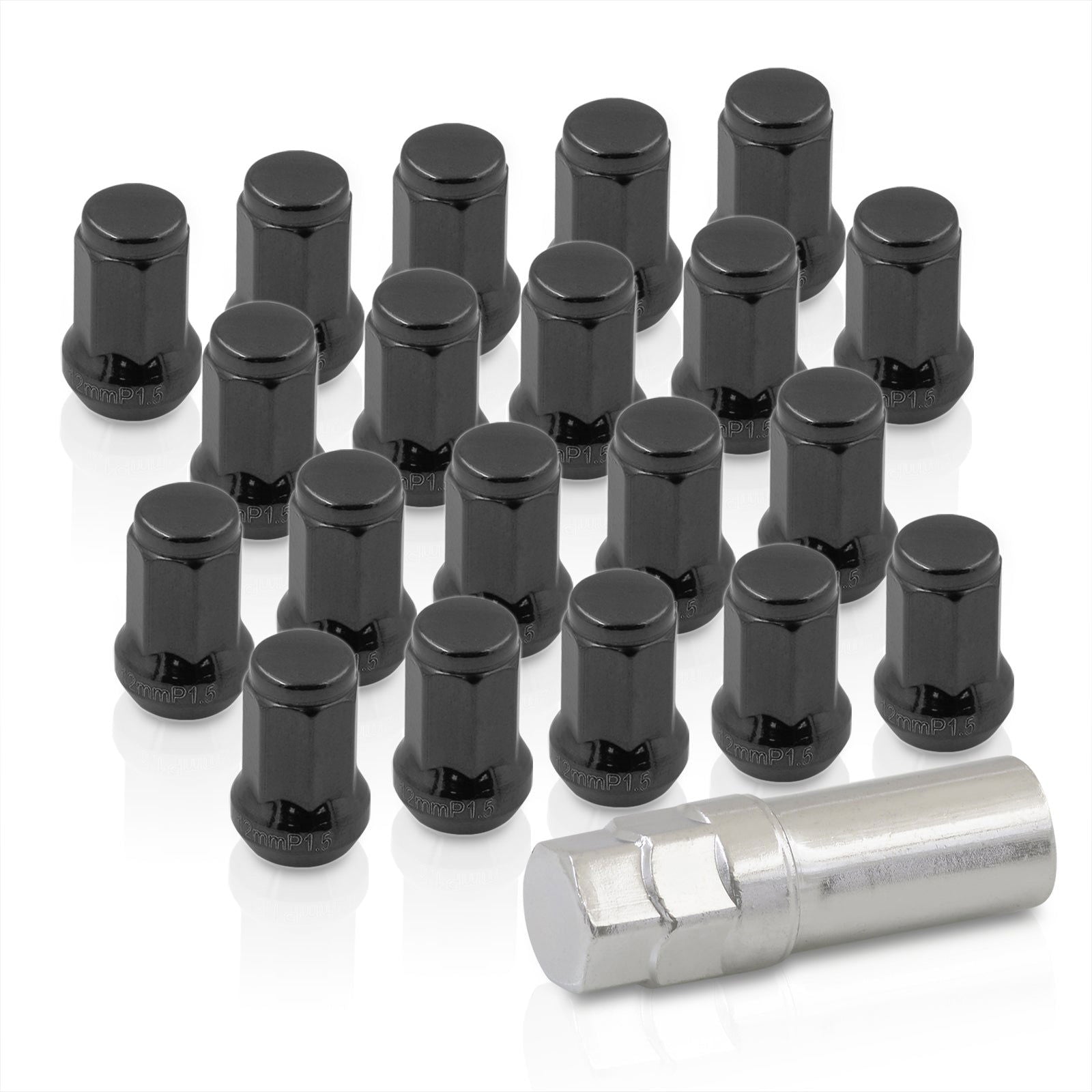 M12 x 1.5 OEM Style Steel Lug Nuts Gunmetal Chrome (20 Piece) - Parts Agent
