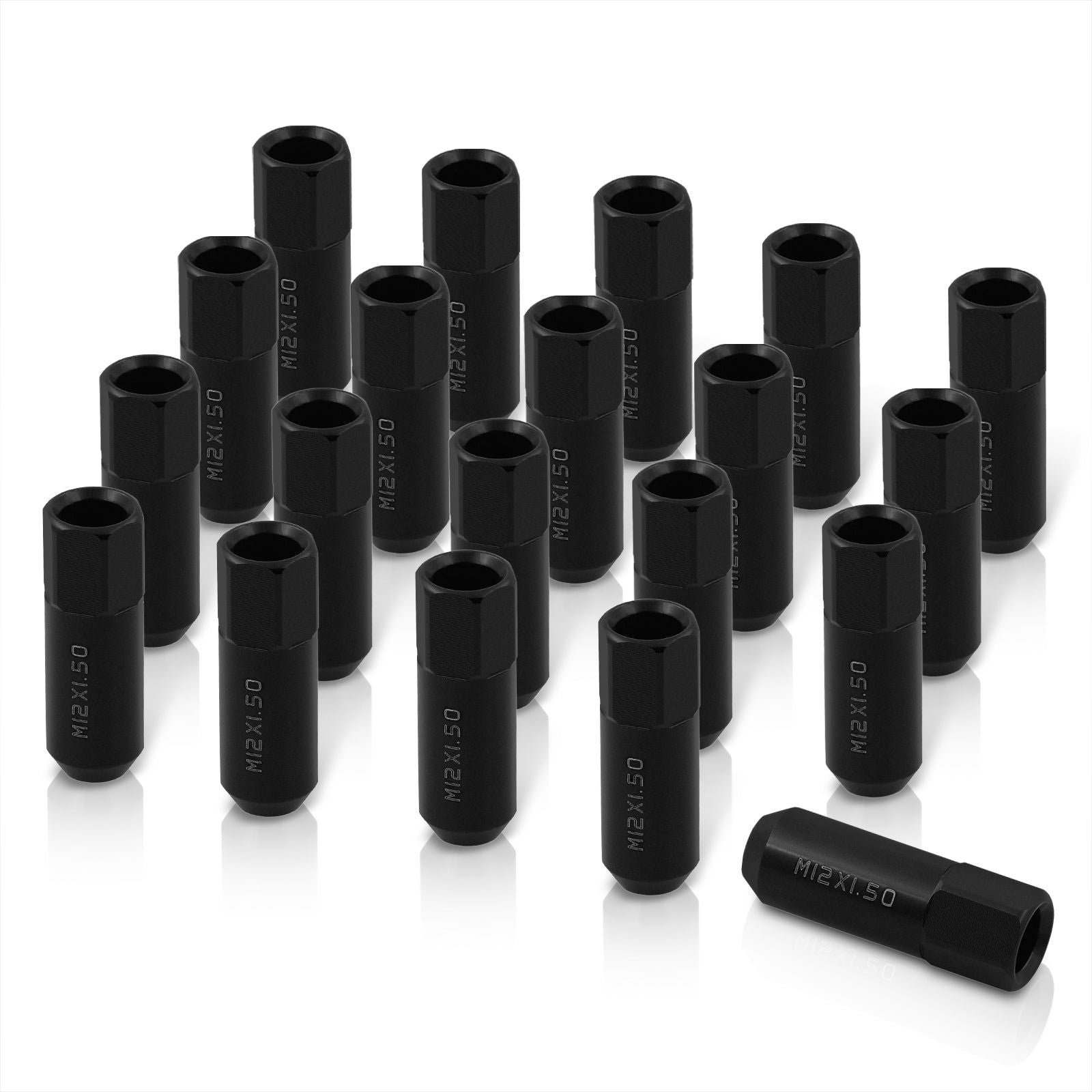 M12 x 1.5 Open Lug Nuts Black (20 Piece) - Parts Agent