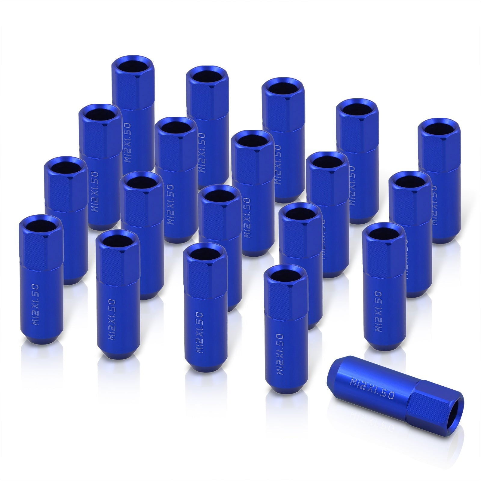 M12 x 1.5 Open Lug Nuts Blue (20 Piece) - Parts Agent