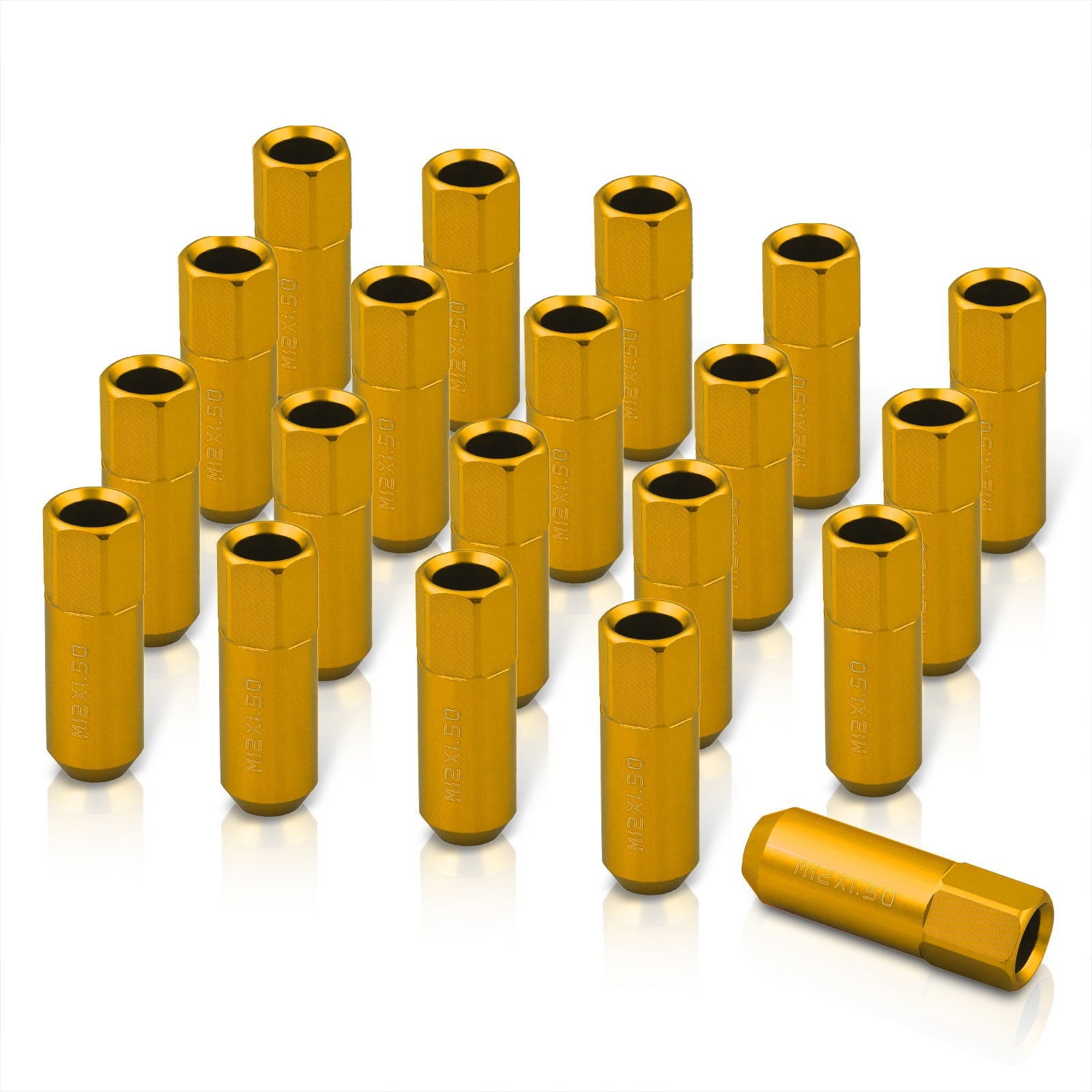 M12 x 1.5 Open Lug Nuts Gold (20 Piece) - Parts Agent