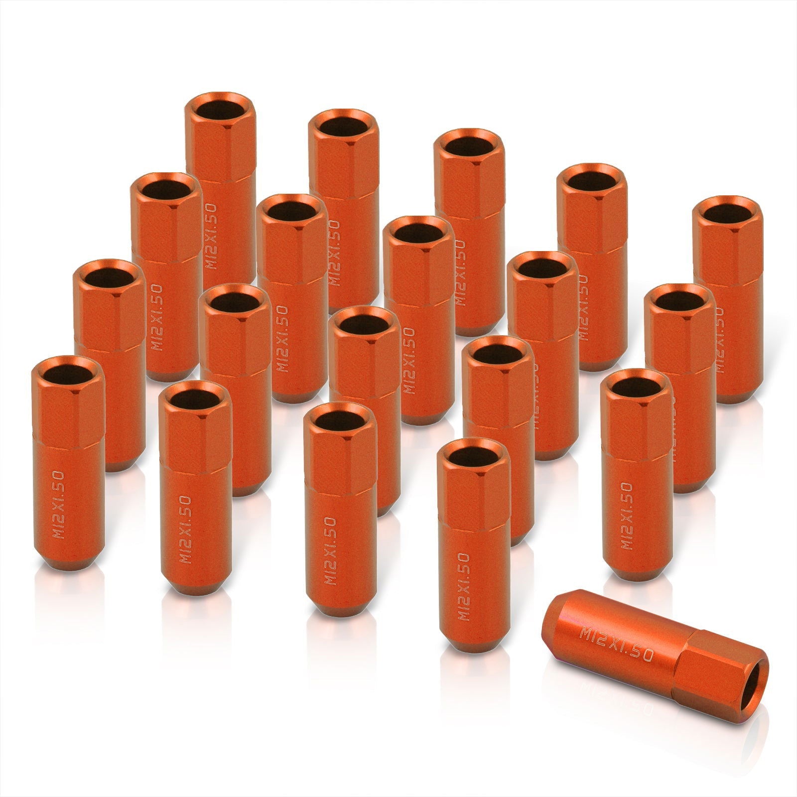 M12 x 1.5 Open Lug Nuts Orange (20 Piece) - Parts Agent