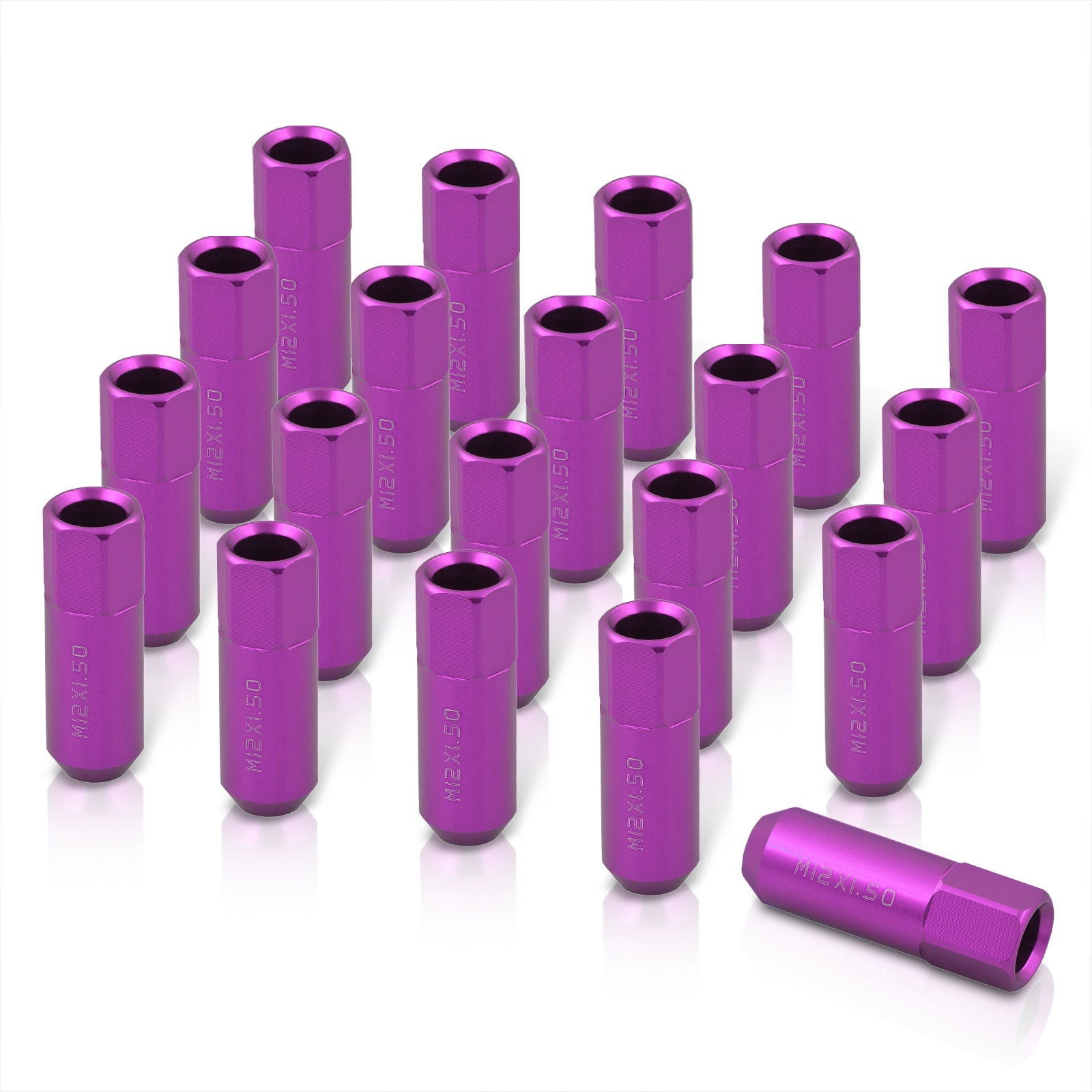 M12 x 1.5 Open Lug Nuts Purple (20 Piece) - Parts Agent