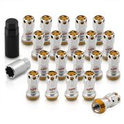 M12 x 1.5 Steel Body Lug Nuts Chrome Body Gold Cap (20 Piece) - Parts Agent