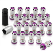 M12 x 1.5 Steel Body Lug Nuts Chrome Body Purple Cap (20 Piece) - Parts Agent
