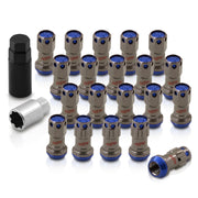 M12 x 1.5 Steel Body Lug Nuts Gunmetal Body Blue Cap (20 Piece) - Parts Agent