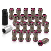 M12 x 1.5 Steel Body Lug Nuts Gunmetal Body Pink Cap (20 Piece) - Parts Agent