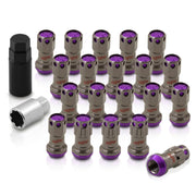 M12 x 1.5 Steel Body Lug Nuts Gunmetal Body Purple Cap (20 Piece) - Parts Agent