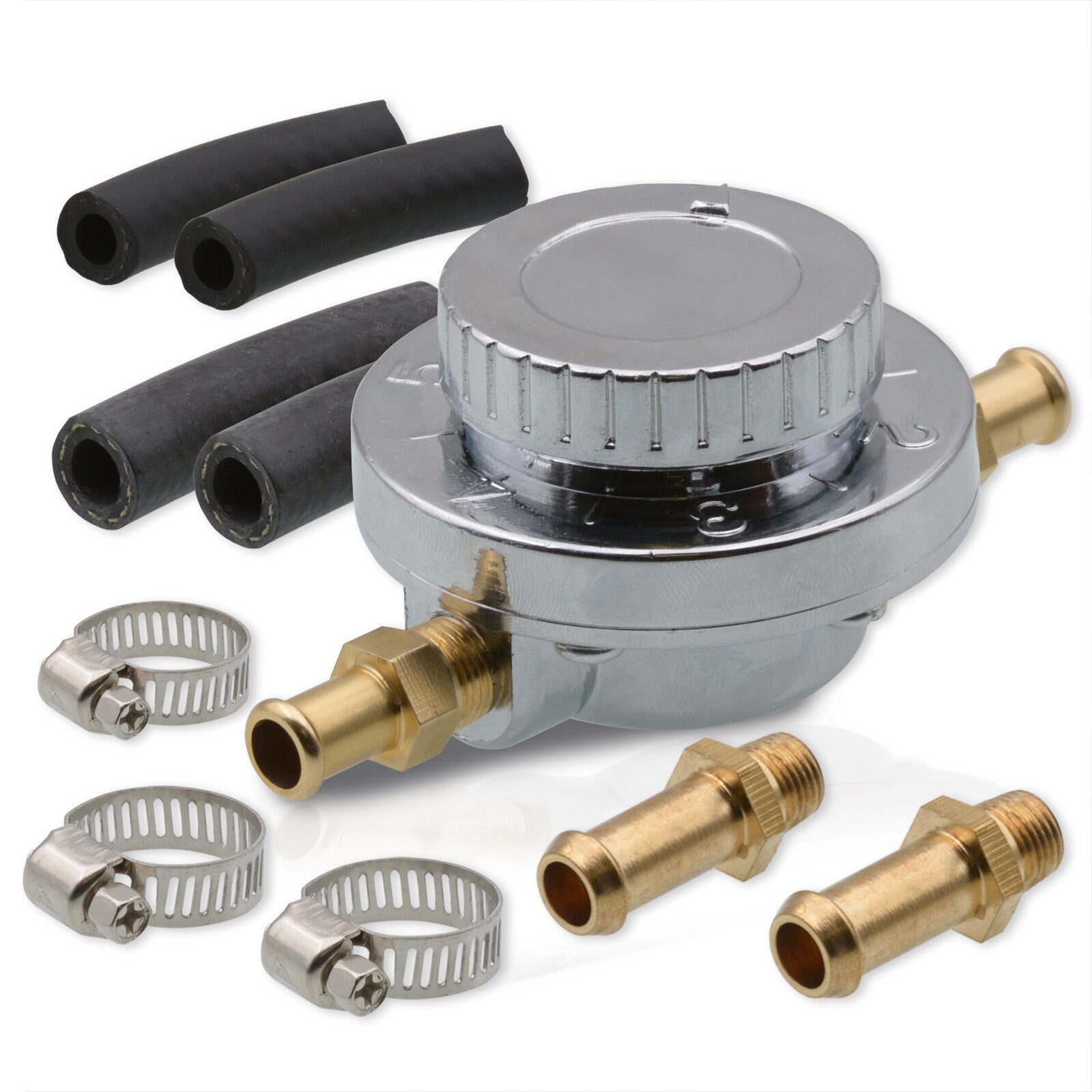 Manual Silver Adjustable Fuel Pressure Regulator For Any Carburetor Engine - Parts Agent