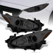 Mazda 3 2014-2016 Factory Style Projector Headlights Chrome Housing Smoke Len Amber Reflectors (Halogen Models Only) - Parts Agent