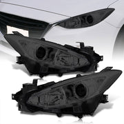 Mazda 3 2014-2016 Factory Style Projector Headlights Chrome Housing Smoke Len Clear Reflectors (Halogen Models Only) - Parts Agent