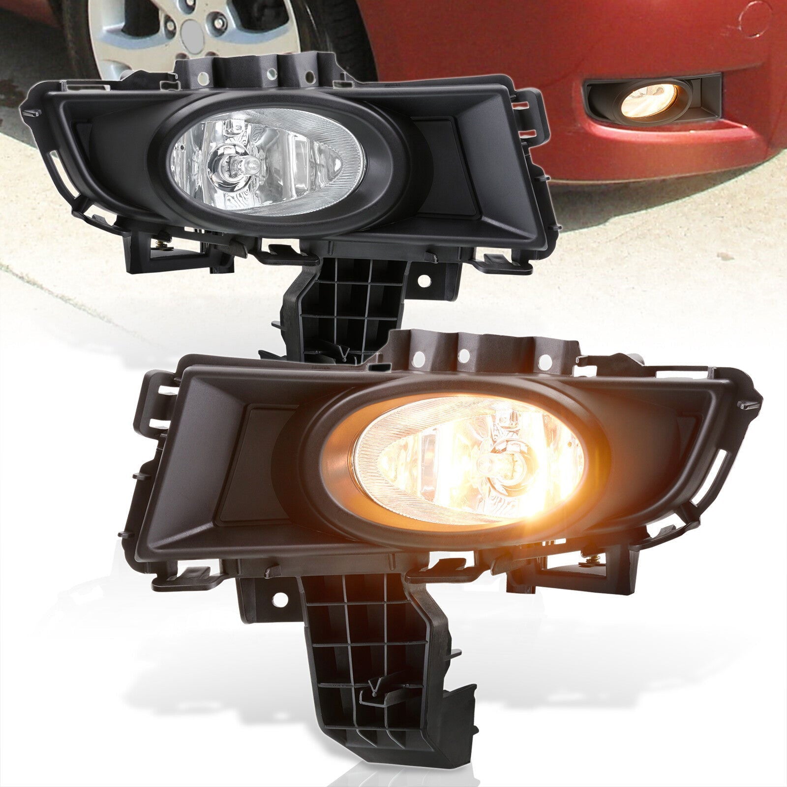 Mazda 3 4DR 2007-2009 Front Fog Lights Clear Len (Includes Switch & Wiring Harness) - Parts Agent
