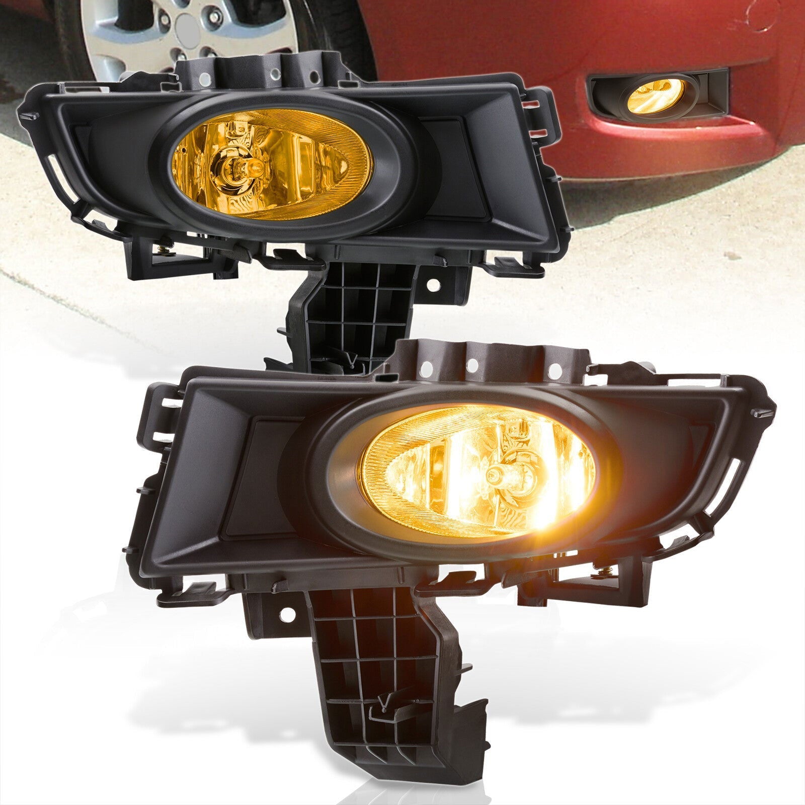 Mazda 3 4DR 2007-2009 Front Fog Lights Yellow Len (Includes Switch & Wiring Harness) - Parts Agent