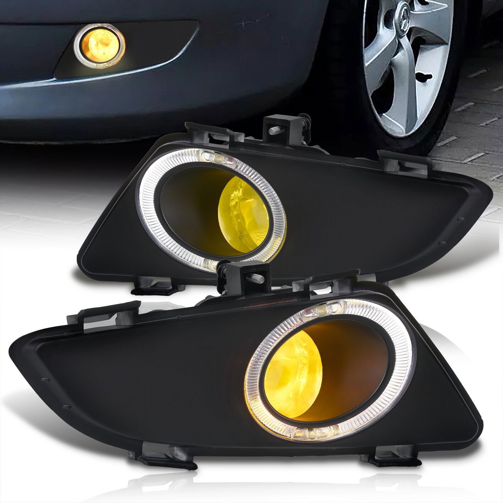 Mazda 6 2003-2005 Front Fog Lights Yellow Len (Includes Switch & Wiring Harness) - Parts Agent