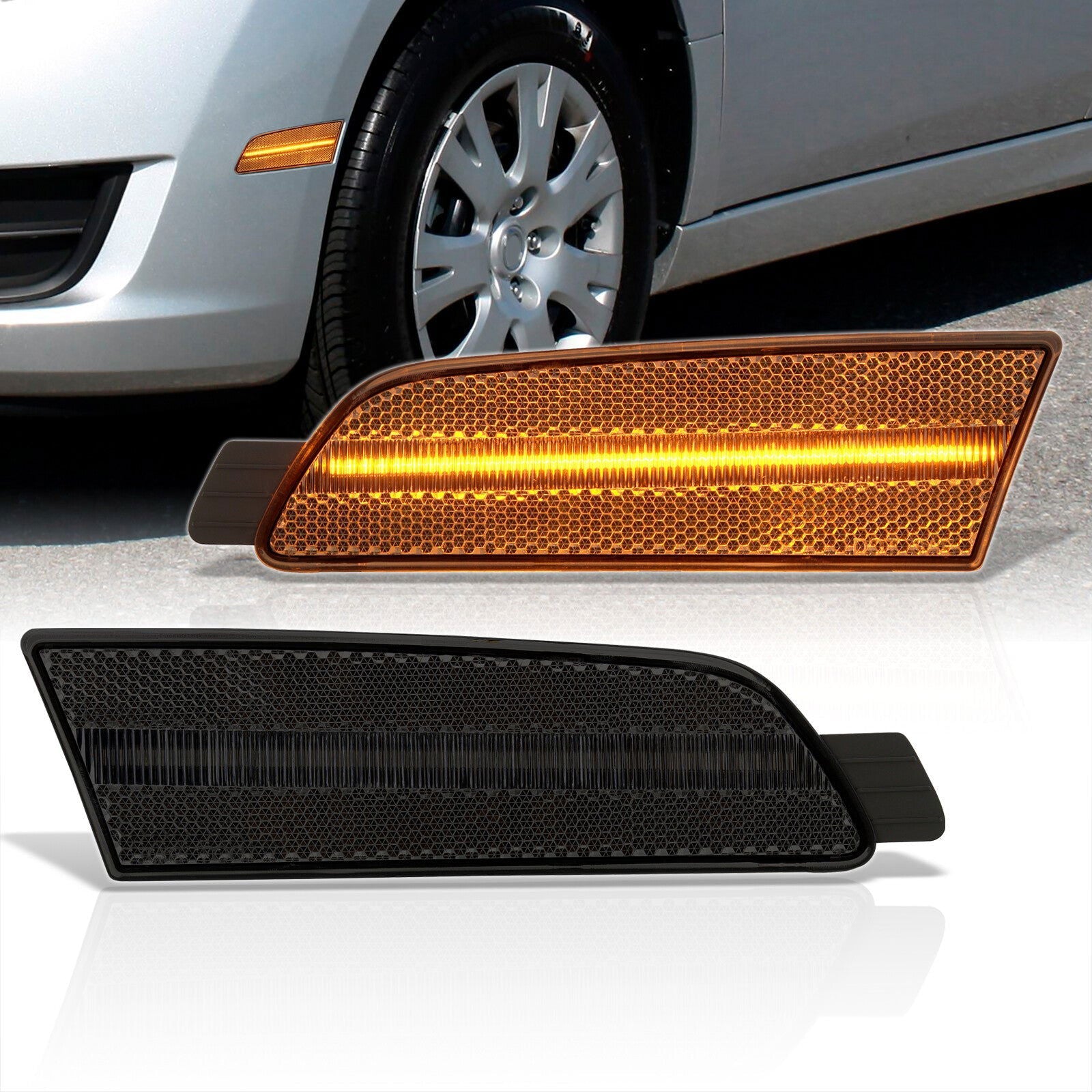 Mazda 6 2009-2013 Front Amber LED Side Marker Lights Smoke Len - Parts Agent