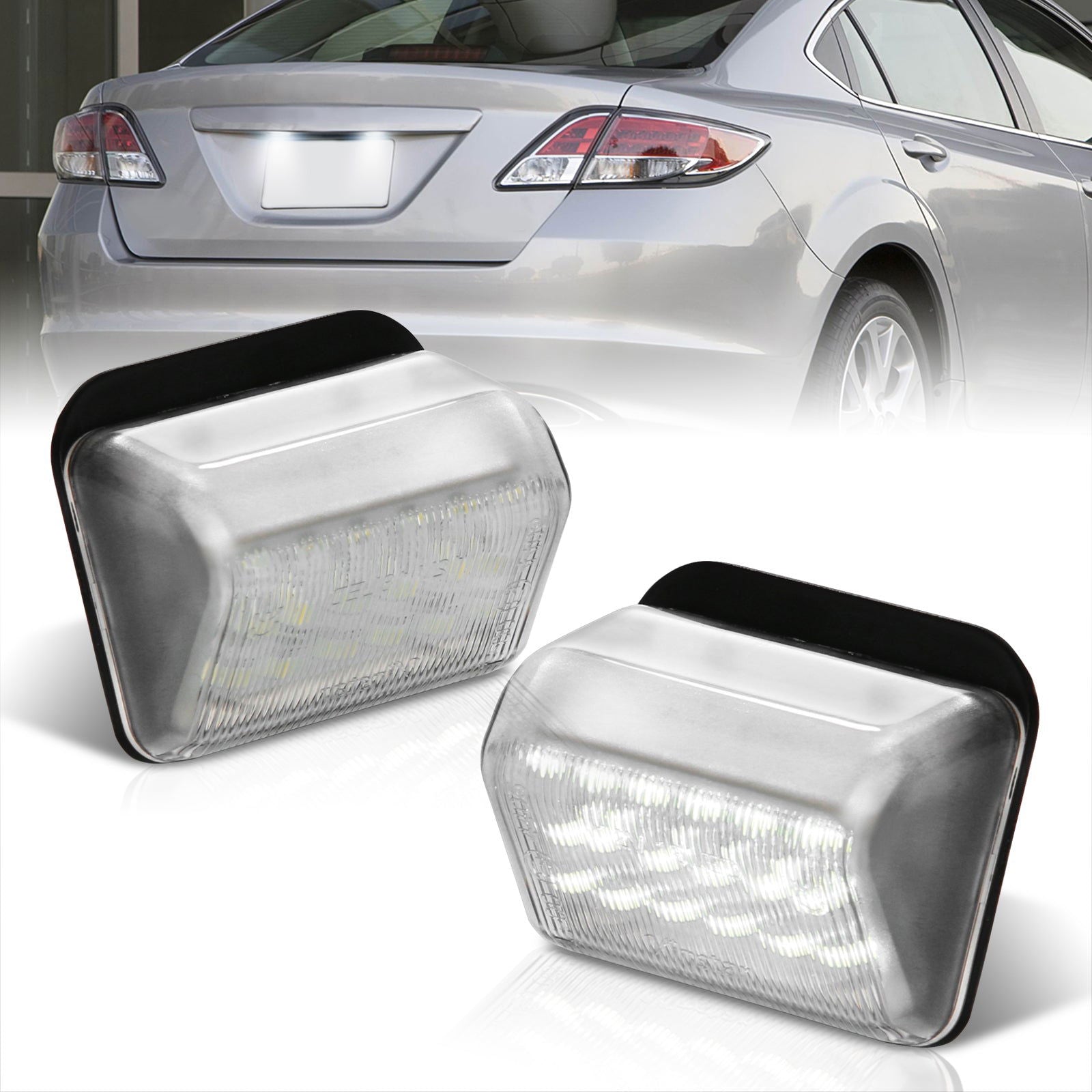 Mazda CX-5 2013-2014 / CX-7 2007-2012 / Mazda6 2003-2008 White SMD LED License Plate Lights Clear Len - Parts Agent