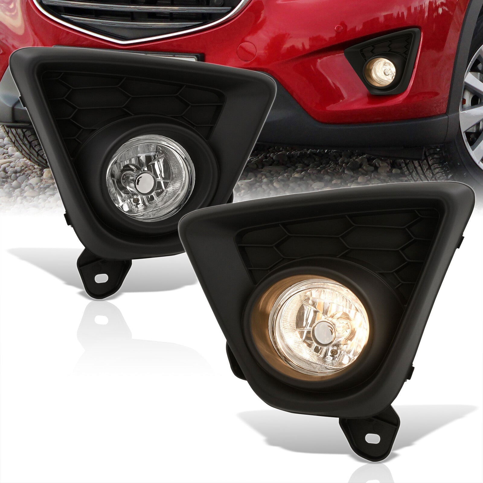 Mazda CX-5 2013-2016 Front Fog Lights Clear Len (Includes Switch & Wiring Harness) - Parts Agent