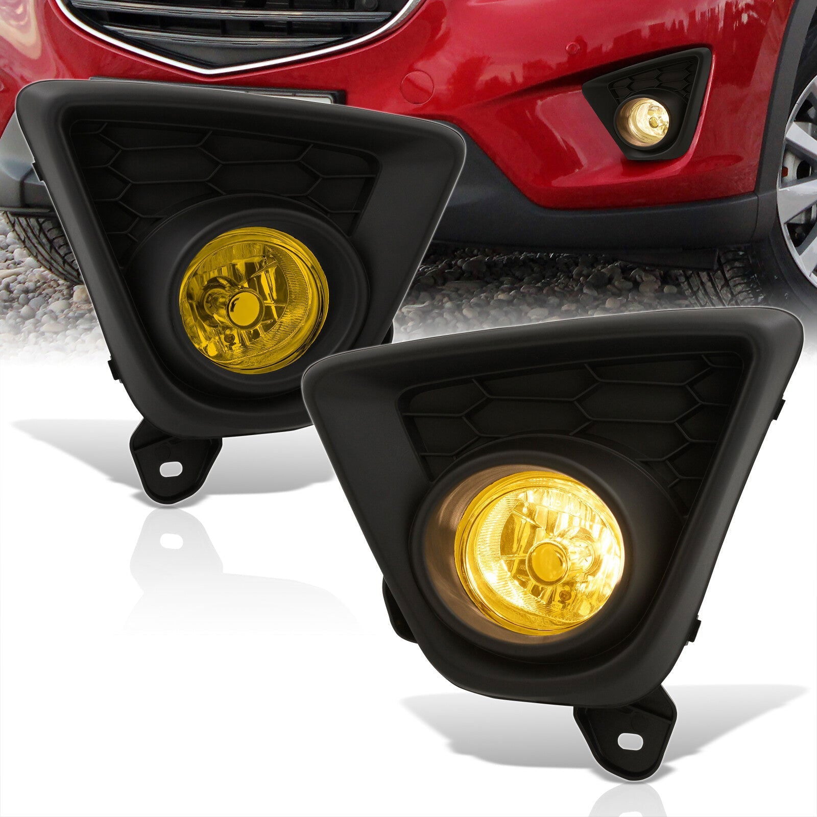 Mazda CX-5 2013-2016 Front Fog Lights Yellow Len (Includes Switch & Wiring Harness) - Parts Agent