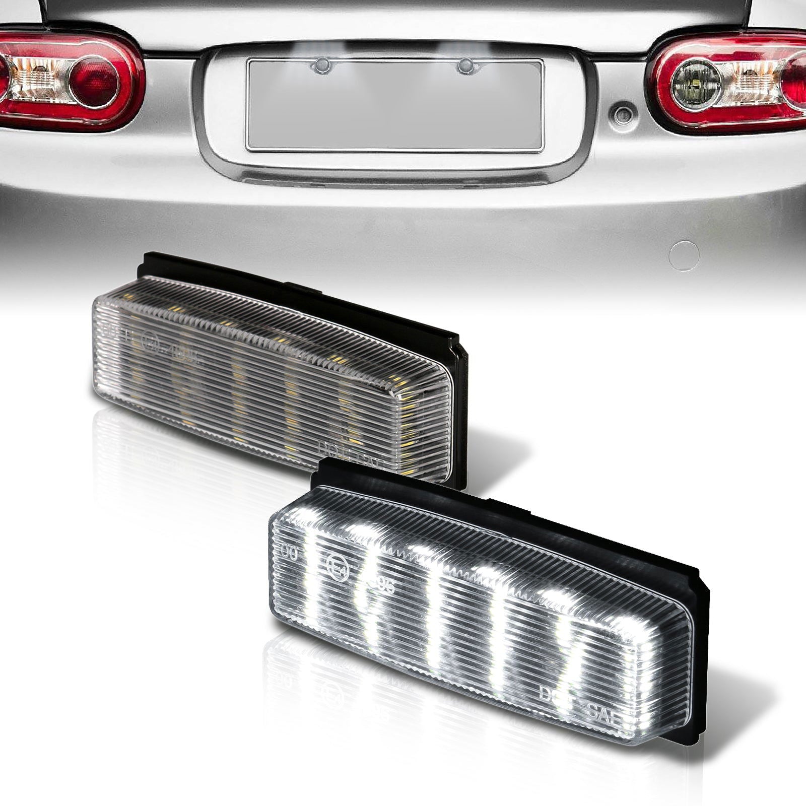 Mazda Miata MX-5 2006-2015 White SMD LED License Plate Lights Clear Len - Parts Agent
