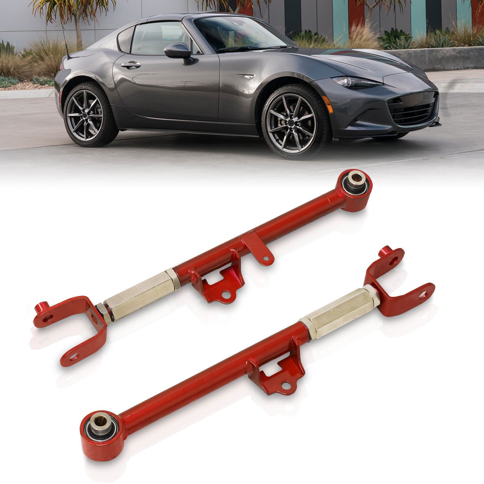Mazda Miata MX-5 2016-2023 Rear Lower Adjustable Toe Control Arms Red - Parts Agent