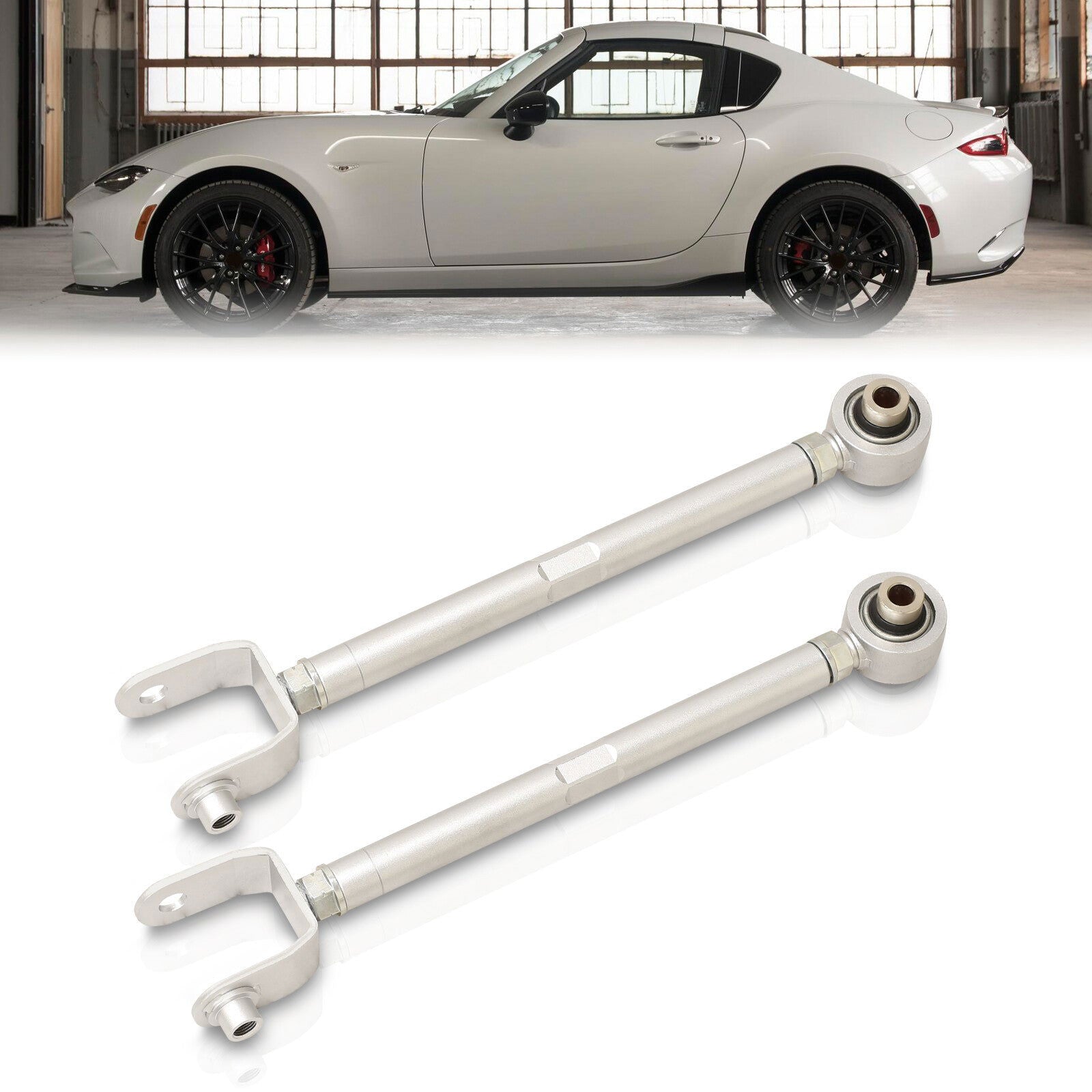Mazda Miata MX-5 2016-2023 Rear Lower Adjustable Traction Control Arms Silver - Parts Agent