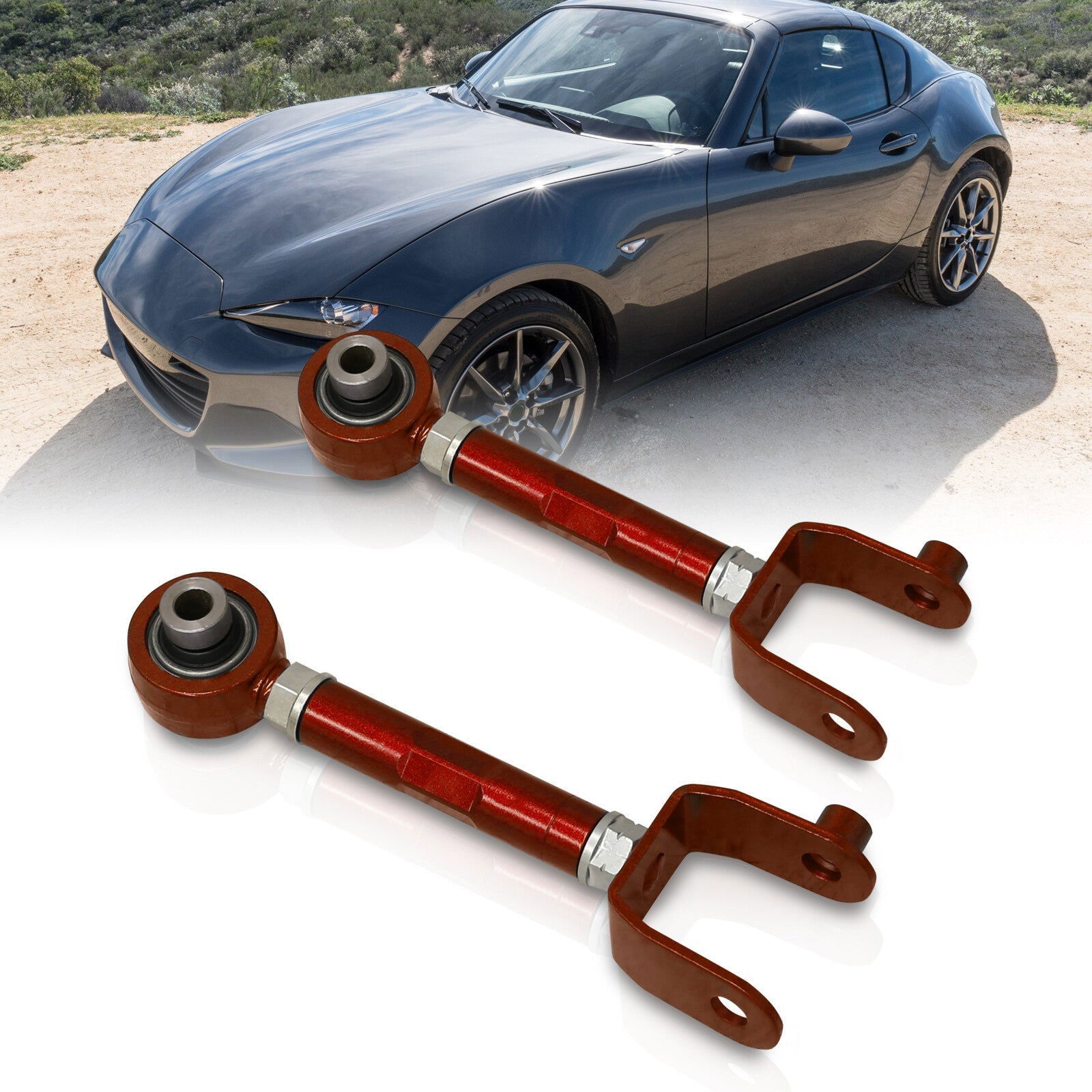 Mazda Miata MX-5 2016-2023 Rear Upper Adjustable Camber Kit Control Arms Red - Parts Agent