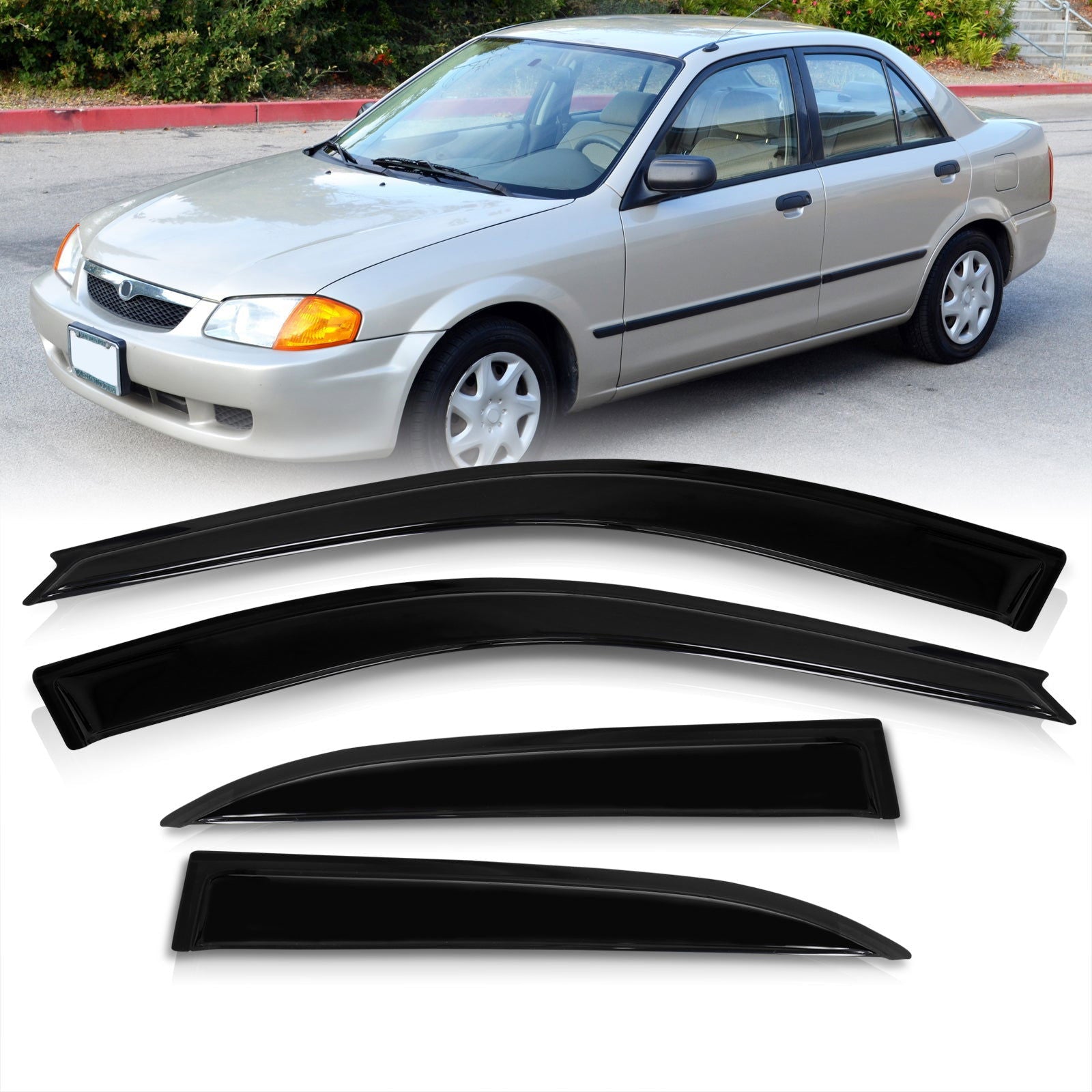 Mazda Protege 1999-2003 4 Door Tape On Window Visors - Parts Agent