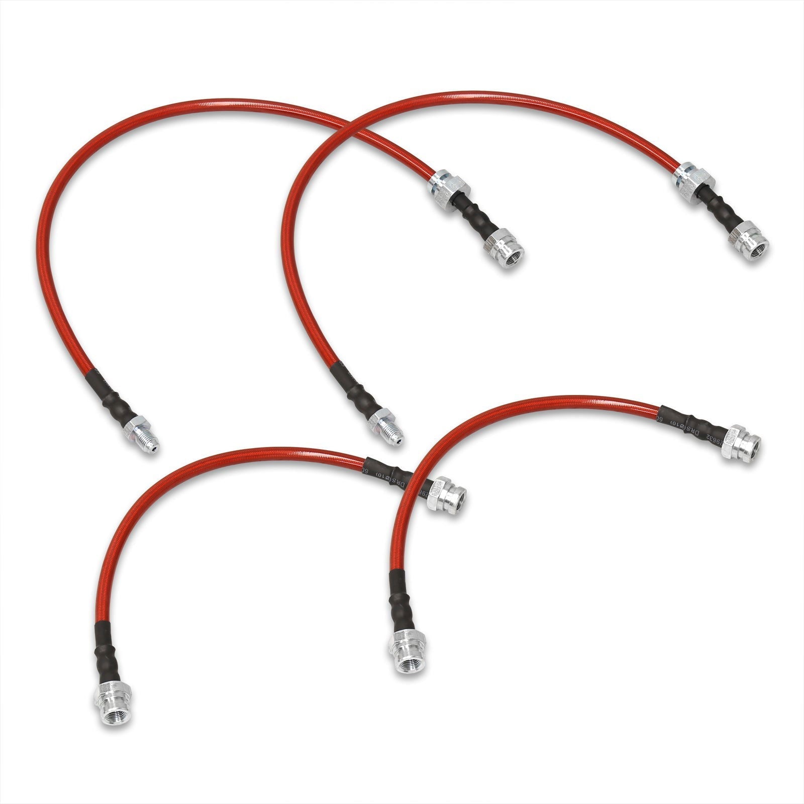 Mazda RX7 1981-1983 Stainless Steel Braided Oil Brake Lines Red (Models with Rear Drum Brakes Only) - Parts Agent