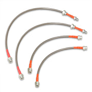 Mazda RX7 1981-1983 Stainless Steel Braided Oil Brake Lines Silver (Models with Rear Drum Brakes Only) - Parts Agent