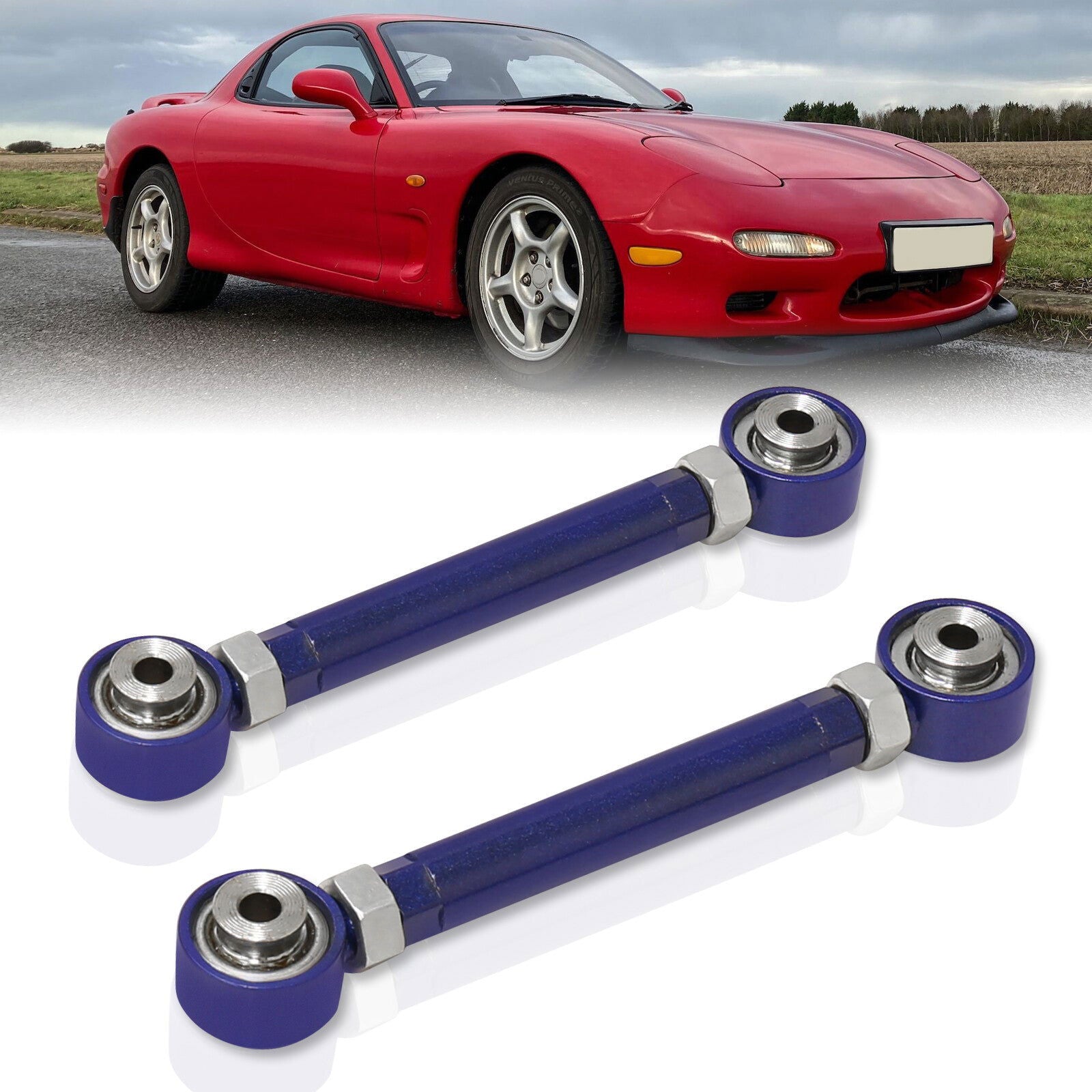 Mazda RX7 1993-1997 Rear Lower Adjustable Toe Control Arms Blue - Parts Agent