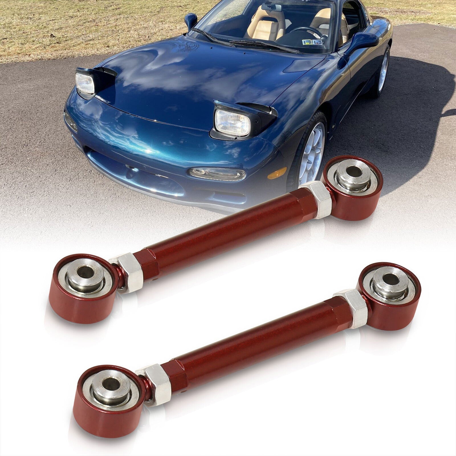 Mazda RX7 1993-1997 Rear Lower Adjustable Toe Control Arms Red - Parts Agent