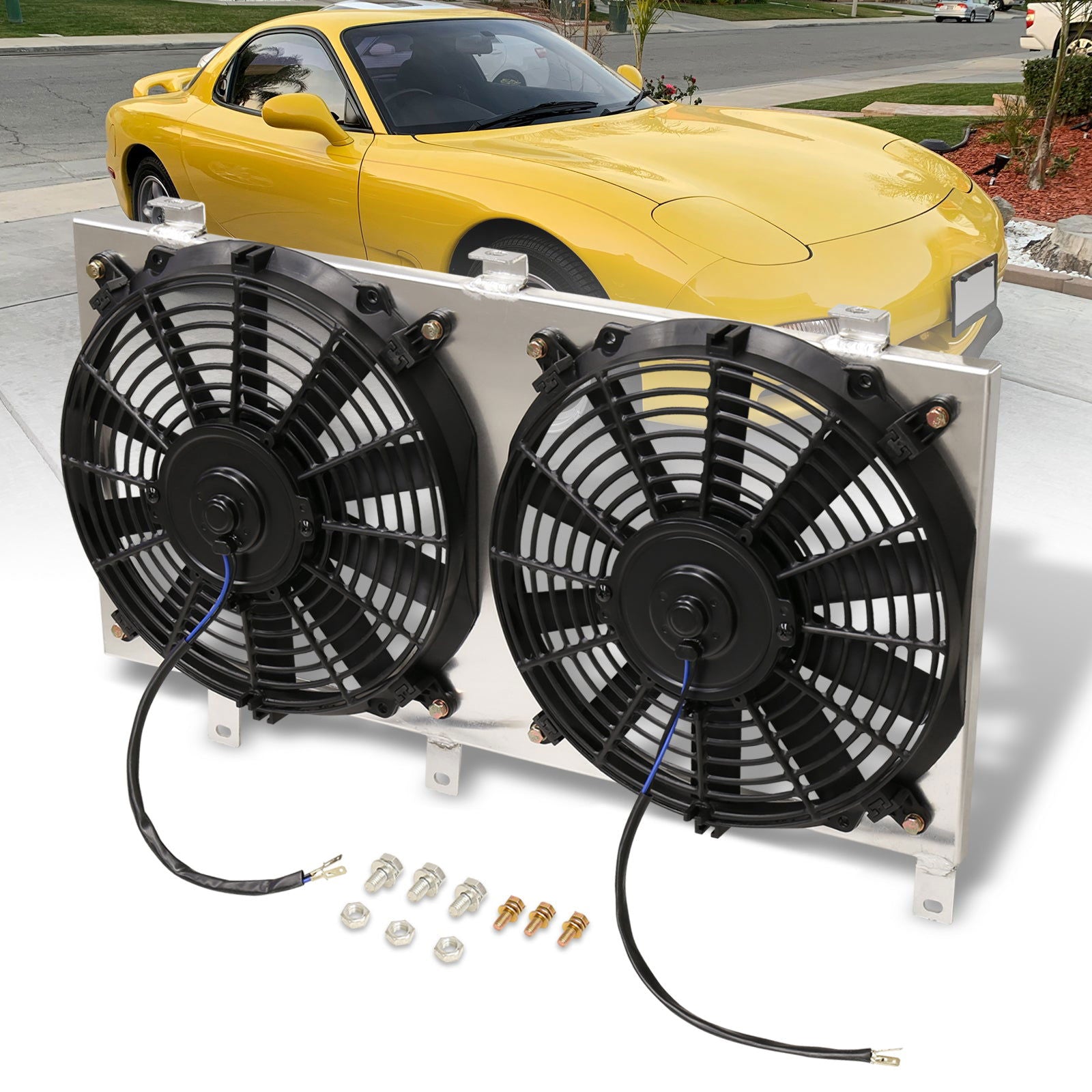 Mazda RX7 FD3S 1993-1997 M/T Aluminum Radiator Dual Fan Shroud - Parts Agent