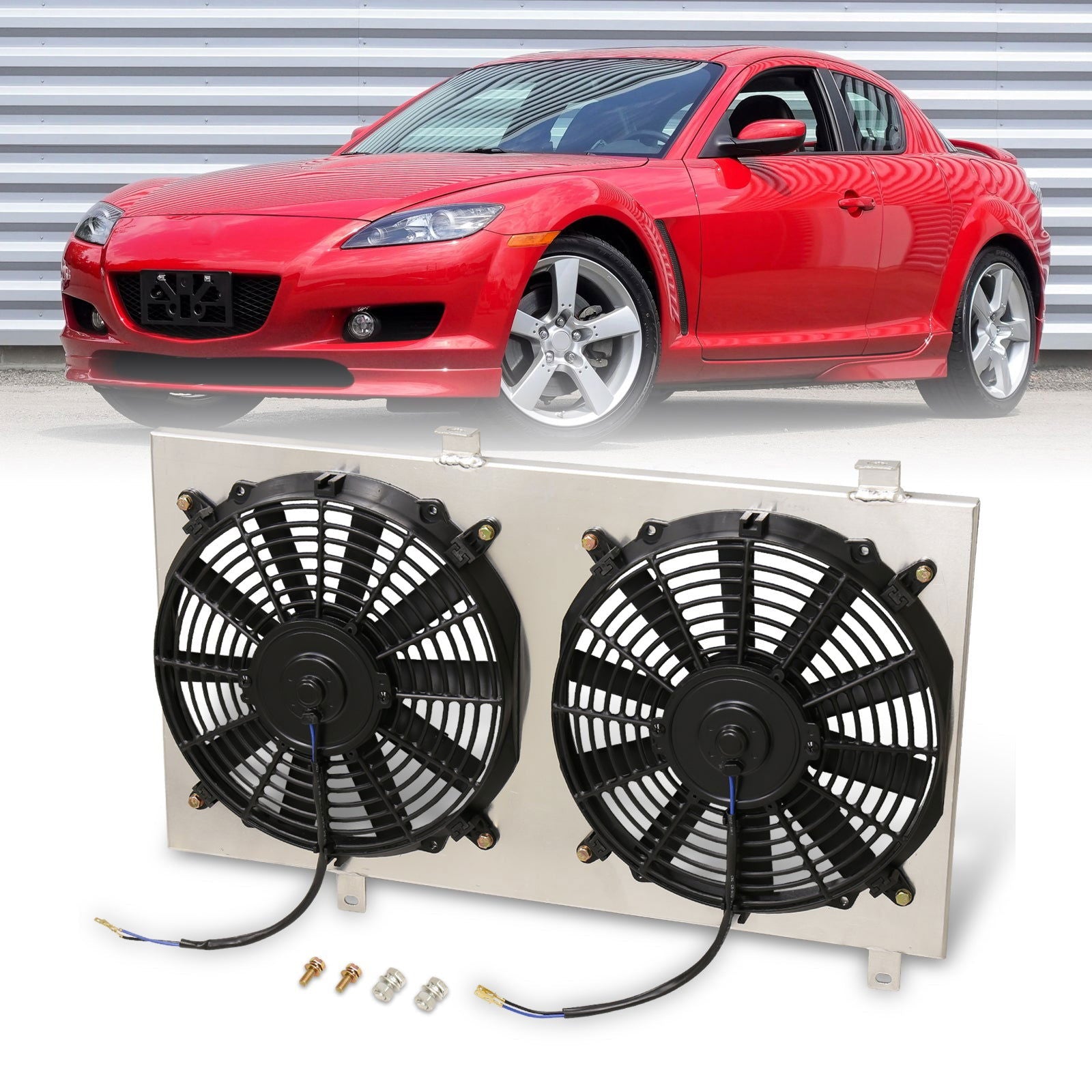 Mazda RX8 2004-2008 Aluminum Radiator Dual Fan Shroud - Parts Agent