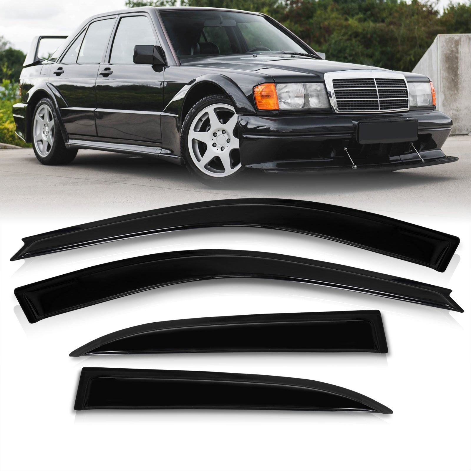 Mercedes-Benz Benz W201 1982-1993 4 Door Tape On Window Visors - Parts Agent