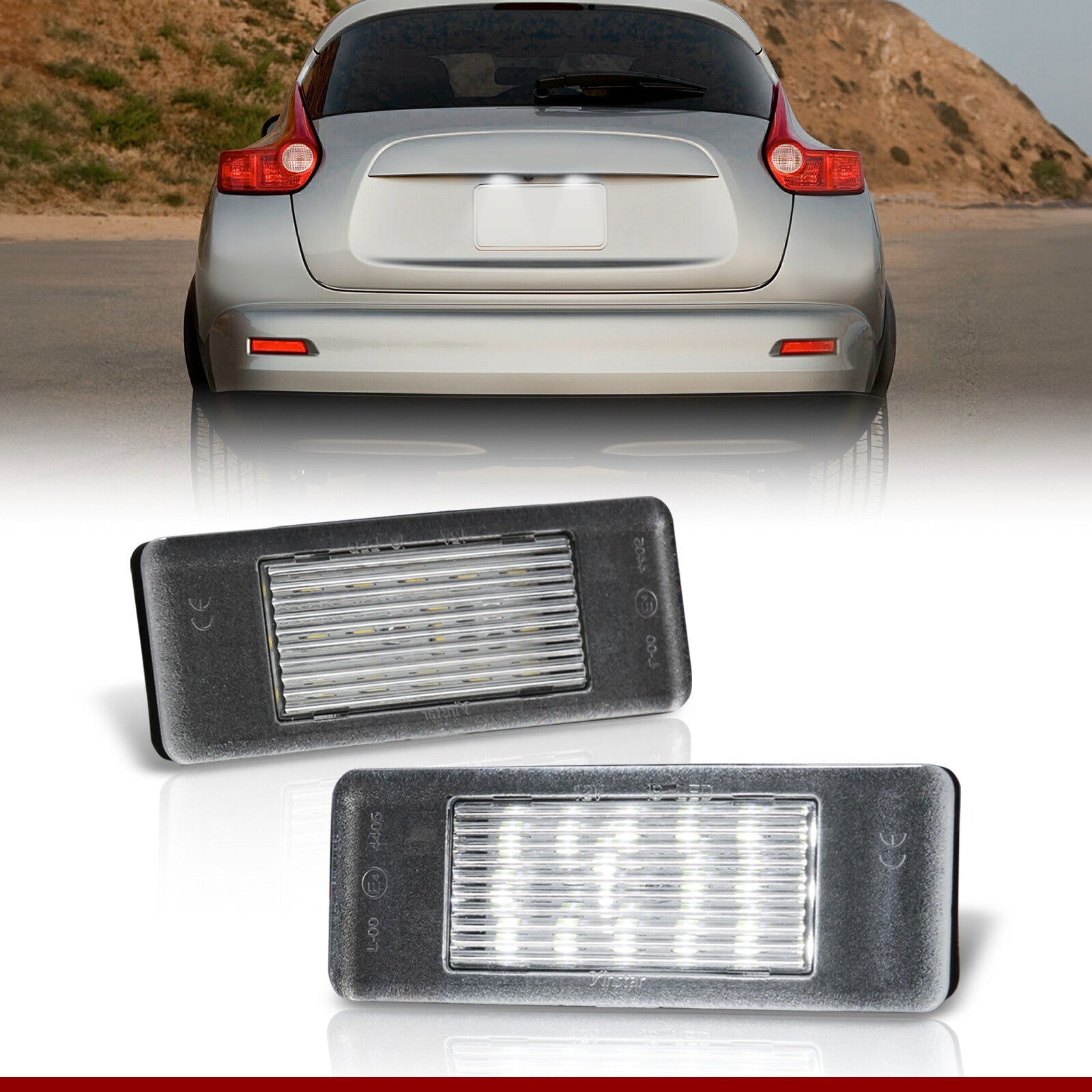 Mercedes Benz / Fiat / Infiniti / Lancia / Nissan / Toyota / Volkswagen White SMD LED License Plate Lights Clear Len - Parts Agent