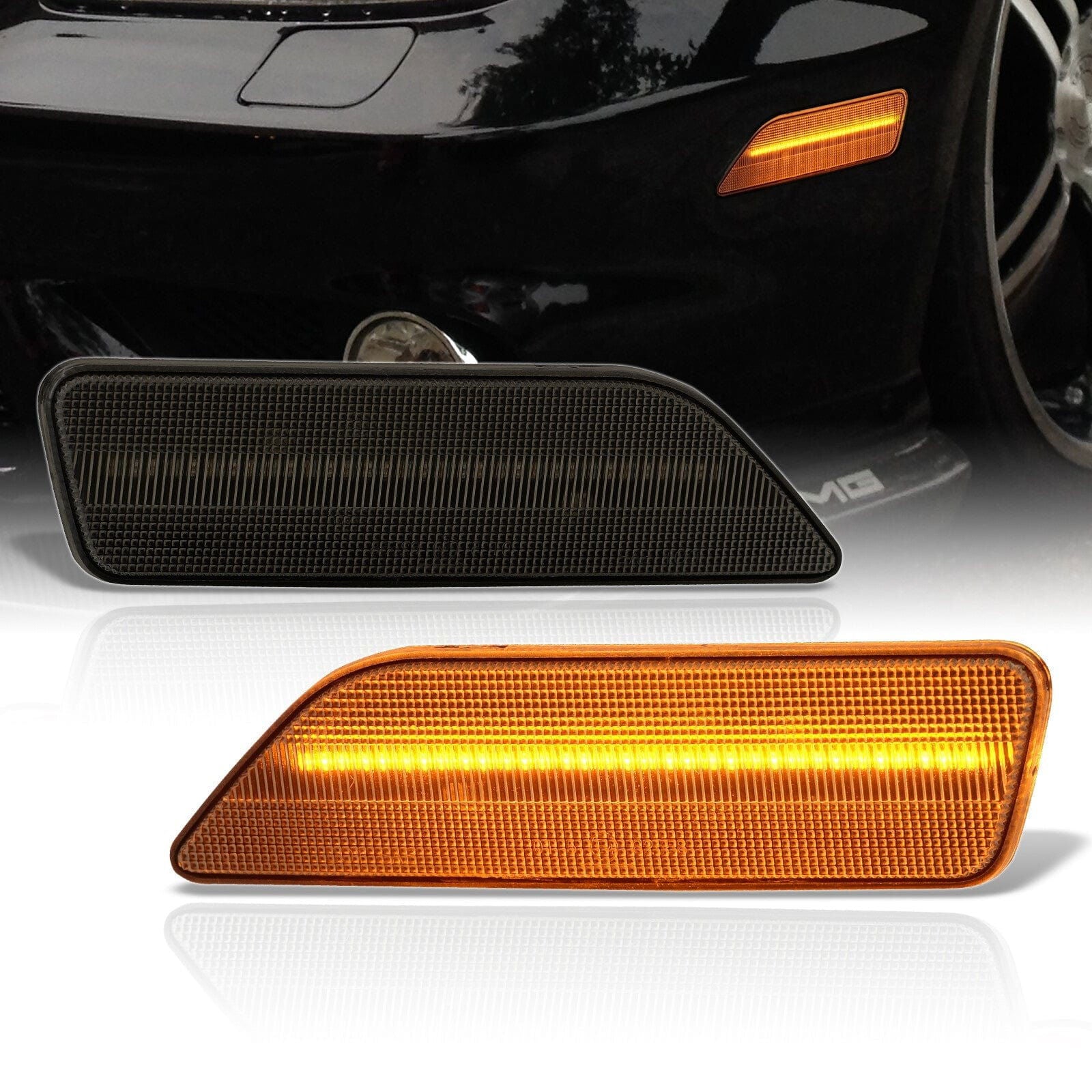 Mercedes Benz CLS500 CLS55 C219 2006-2006 / CLS550 CLS63 2007-2011 Front Amber LED Side Marker Lights Smoke Len - Parts Agent