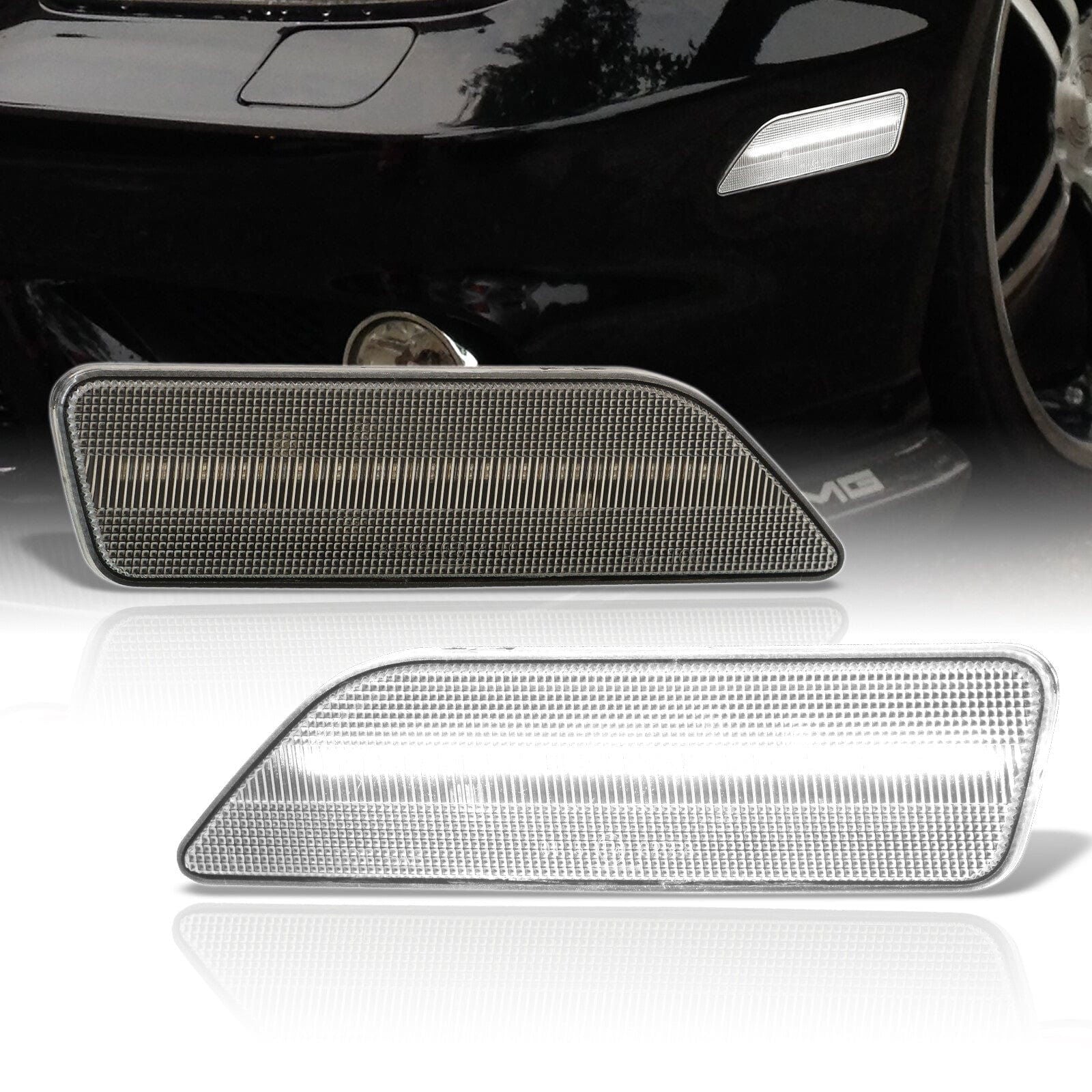 Mercedes Benz CLS500 CLS55 C219 2006-2006 / CLS550 CLS63 2007-2011 Front White LED Side Marker Lights Clear Len - Parts Agent