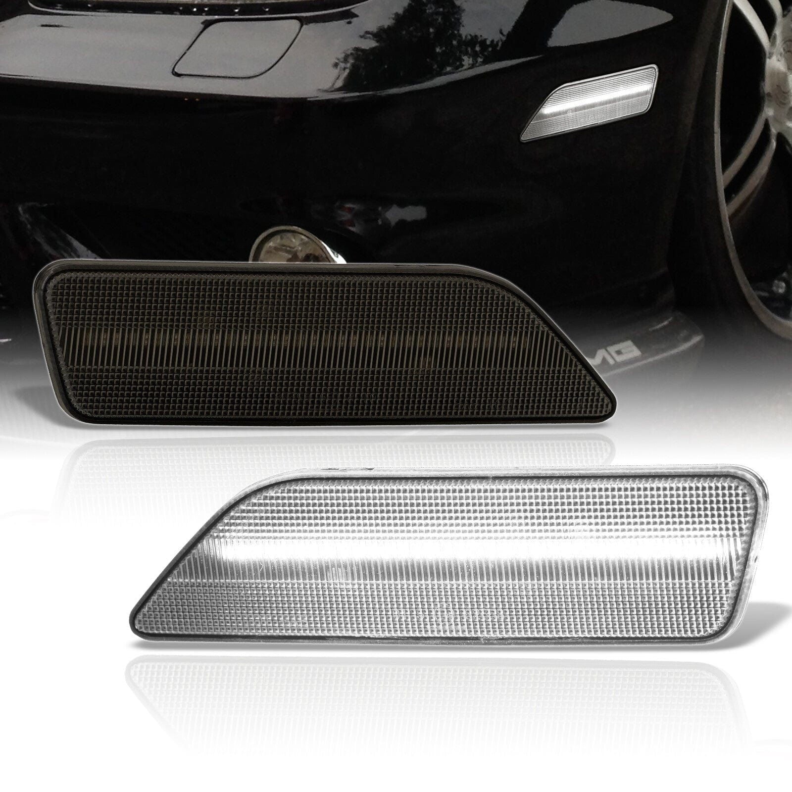 Mercedes Benz CLS500 CLS55 C219 2006-2006 / CLS550 CLS63 2007-2011 Front White LED Side Marker Lights Smoke Len - Parts Agent