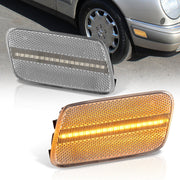 Mercedes Benz E-Class W210 E300D E300TD 1996-1999 / E320 1999-2003 / E430 1999-2003 / E55 AMG 1999-2003 Front Amber LED Side Marker Lights Clear Len - Parts Agent