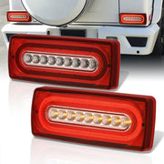 Mercedes Benz G-Class W463 G500 G550 G55 G63 1990-2018 Sequential LED Tail Lights Chrome Housing Red Len - Parts Agent