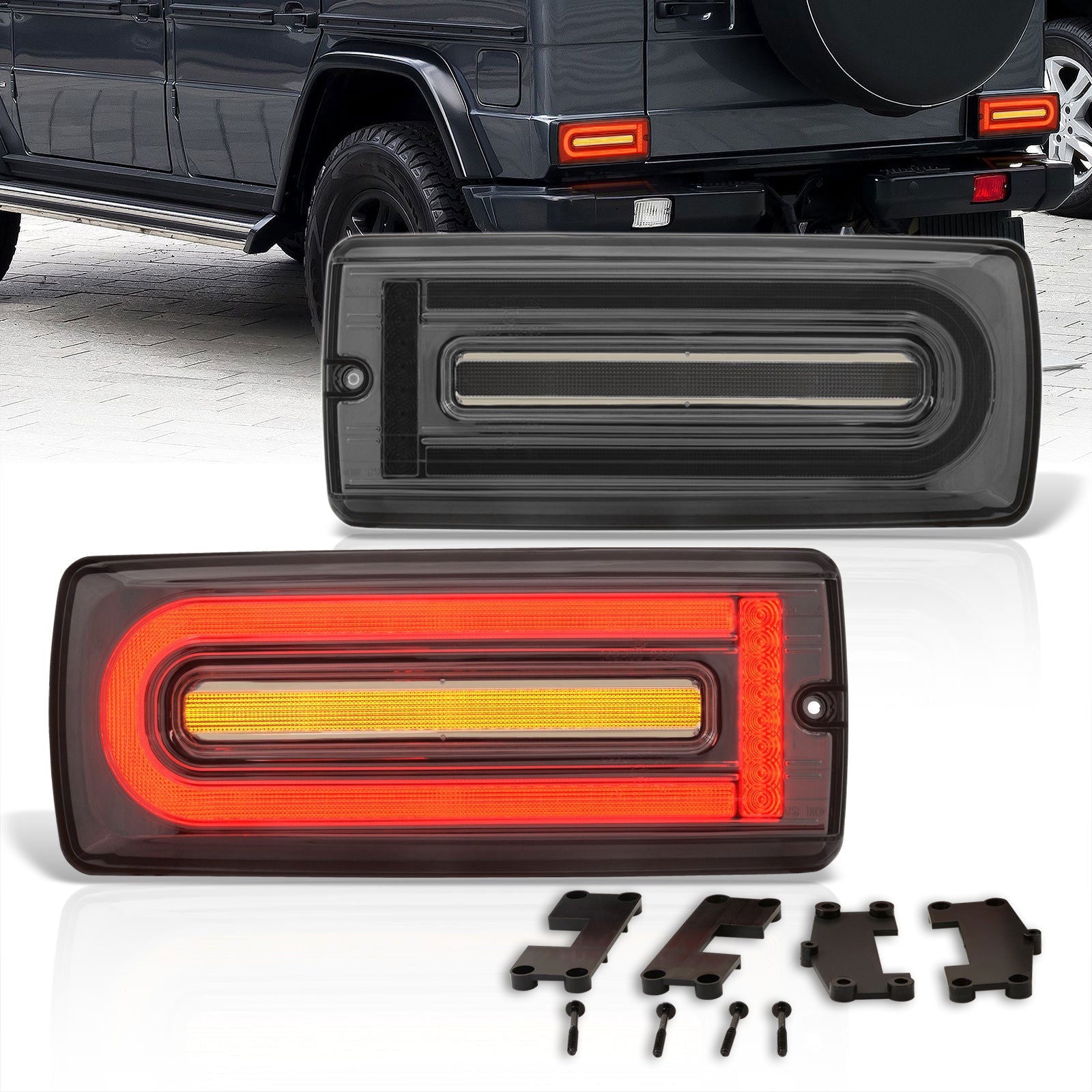 Mercedes Benz G-Class W463 G500 G550 G55 G63 1990-2018 Sequential LED Tail Lights Chrome Housing Smoke Len (Version 2 - W463 Style) - Parts Agent