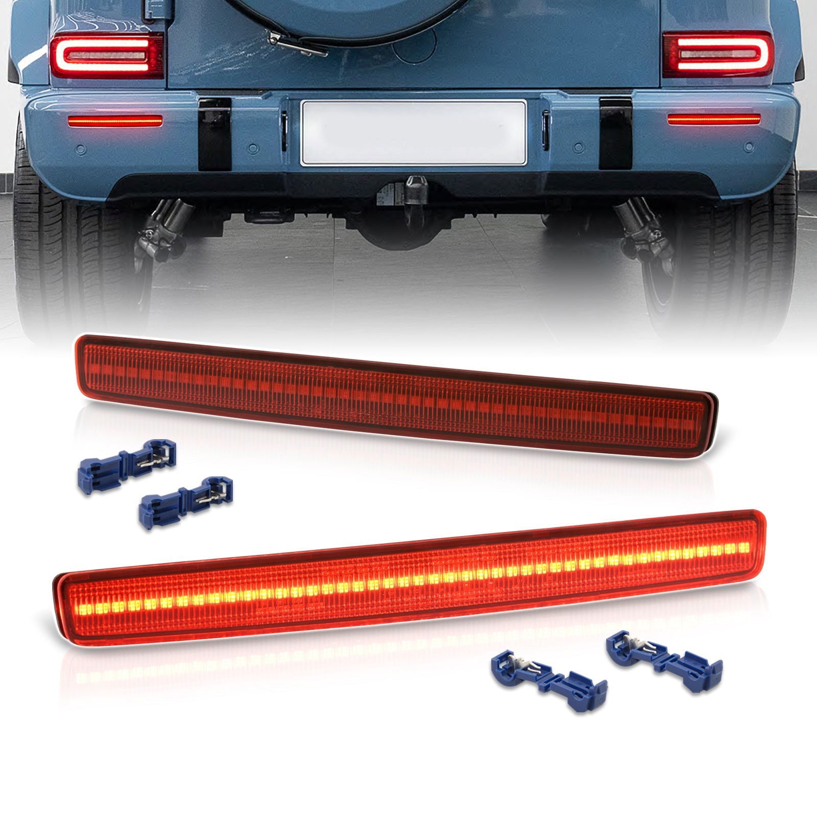 Mercedes Benz G-Class W463 G550 G63 (Gen II) 2019-2022 Rear Red LED Reflector Lights Red Len - Parts Agent