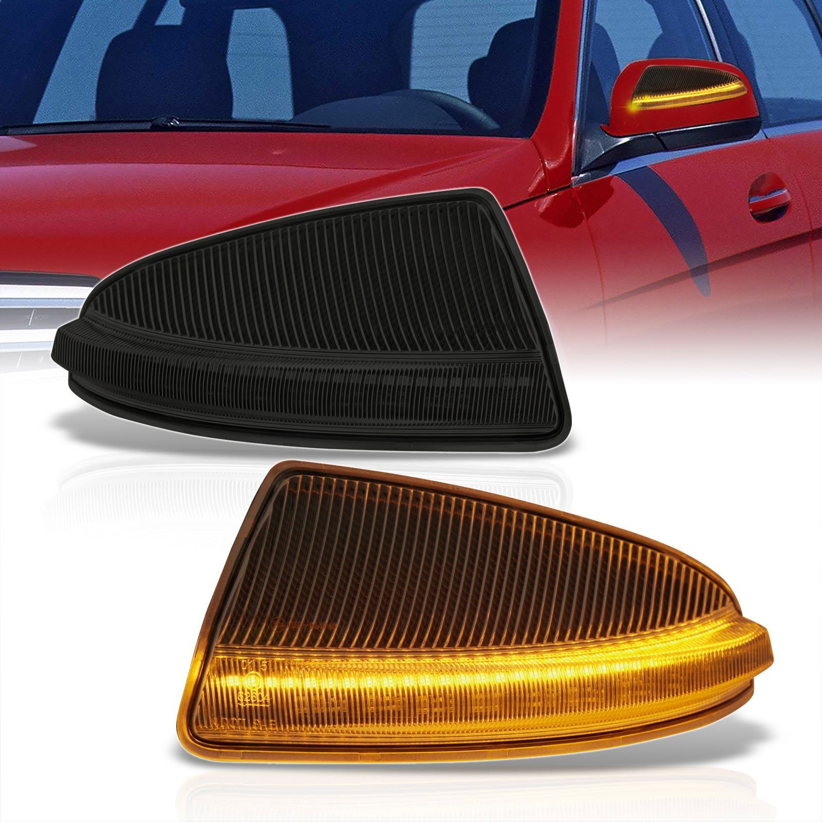 Mercedes C-Class W204 C300 C350 C63 2008-2012 / ML-Class W164 ML350 2008-2011 Front Amber Sequential LED Side Mirror Signal Marker Lights Smoke Len - Parts Agent