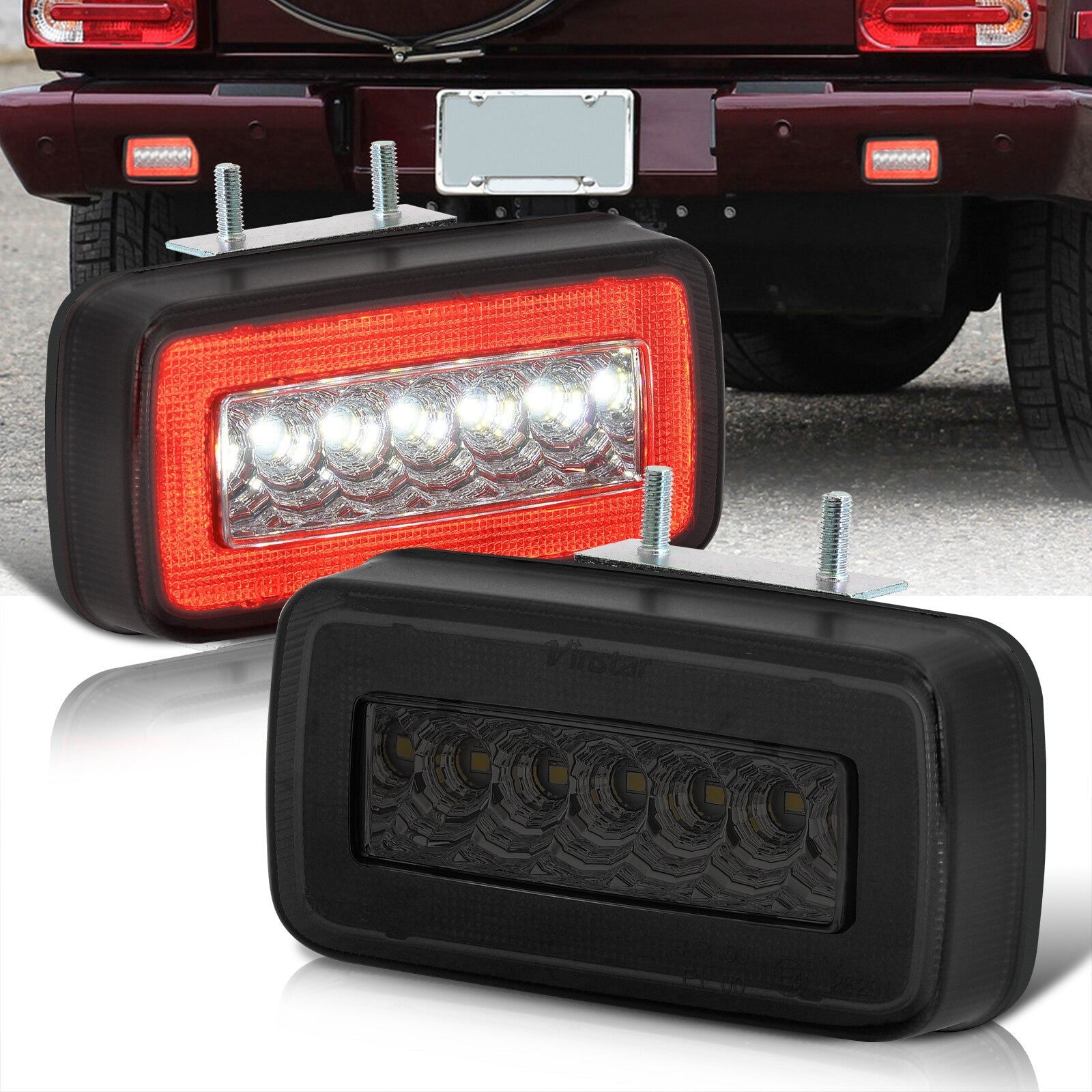 Mercedes G-Class W463 G500 G550 G55 1986-2018 2-in-1 Function LED Rear Fog Light (Reverse/Running) Red Lens - Parts Agent